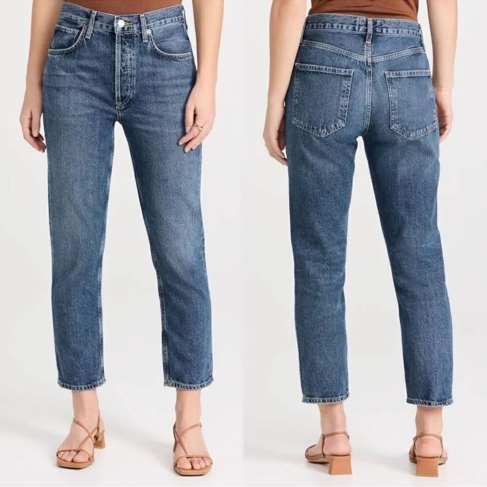 AGOLDE Riley Crop Straight Leg Button fly Jeans in Transfer Size 24 Luxury